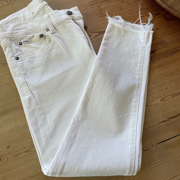 Polo Ralph Lauren Tompkins Skinny Crop White Jean raw size 26 nautical summer - Picture 6 of 16